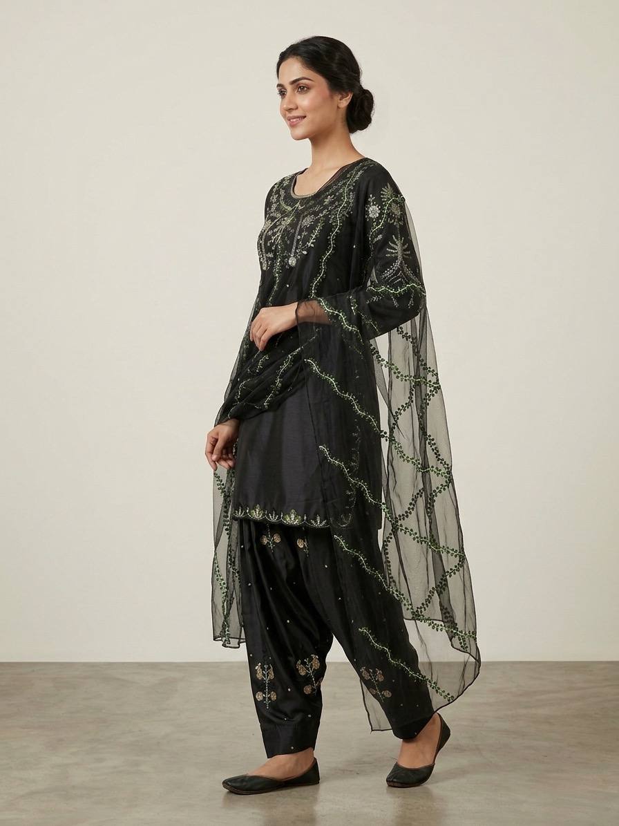 Midnight Oxblood Jewel-Neck Ensemble